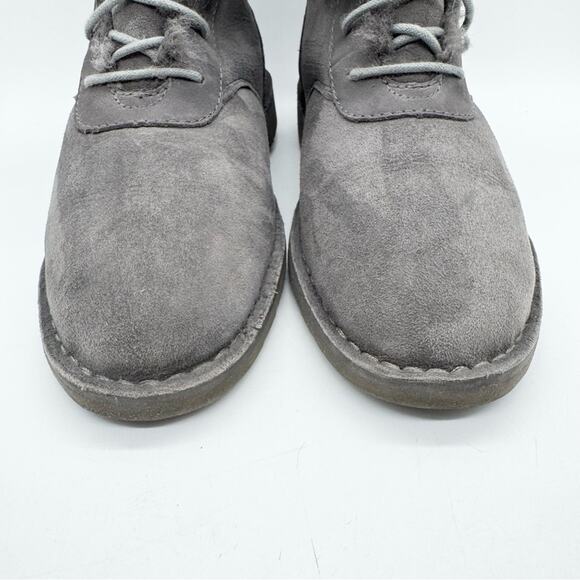 UGG Daney Lace Up Shearling Sheepskin Suede High Top Combat Boots Grey Size 8.5 - Picture 6 of 13